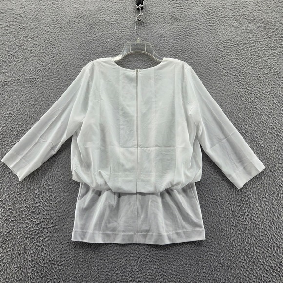 Cabi Womens Indulge Tunic Top Medium Ivory Layered V-Neck Lightweight Drape - Picture 2 of 13